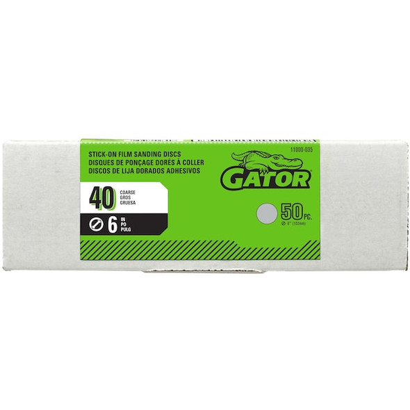 Gator Finishing PSA Sanding Disc,40 Grit,Gray Color,PK50 11000035