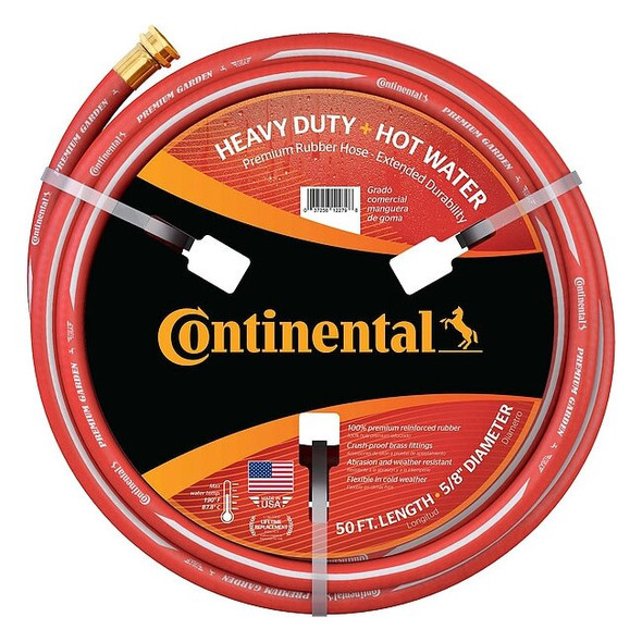 5/8 in ID x 50 ft L Water Hose, EPDM Tube, Red, Brass x Brass Fitting