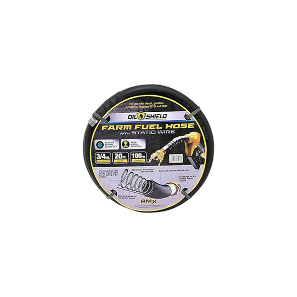 OilShield 3/4in x 20ft Rubber Farm Fuel Transfer Hose with Static Wire OSFH3420