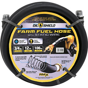 OilShield 3/4in x 12ft Rubber Farm Fuel Transfer Hose with Static Wire OSFH3412