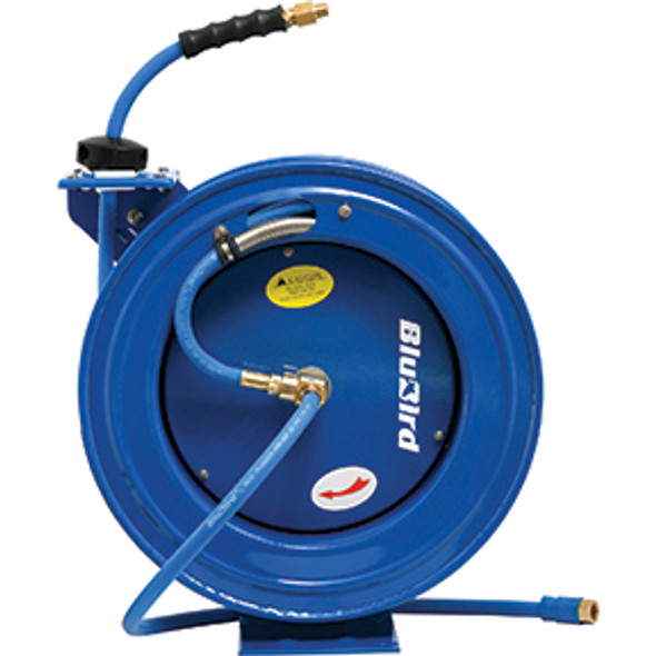 BluBird Rubber Air Hose Reel Heavy Duty Single Arm Assembly 3/8in x 50ft BBRHD3850