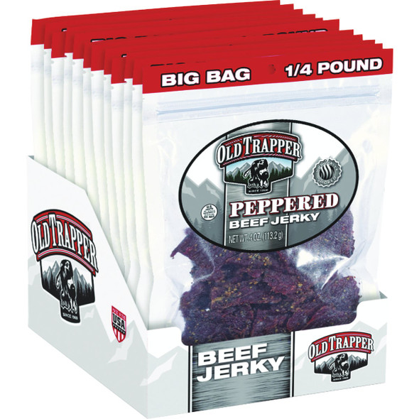 Old Trapper 4 Oz. Peppered Beef Jerky 22225T Pack of 8 632947