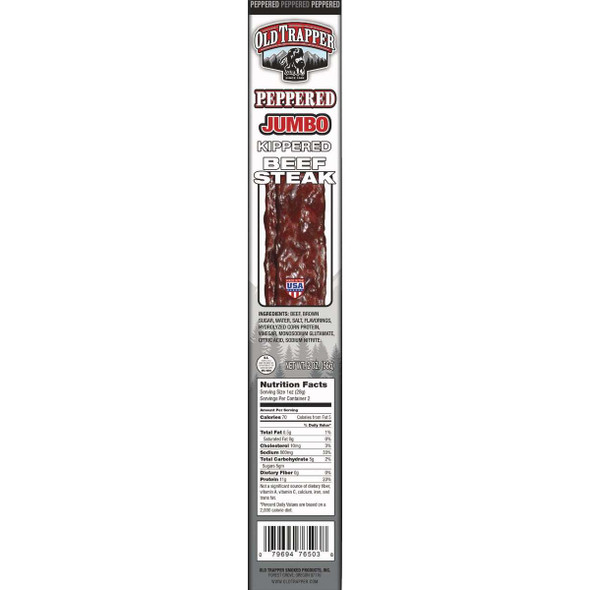 Old Trapper Peppered Kippered Steak Jerky 40240T Pack of 12