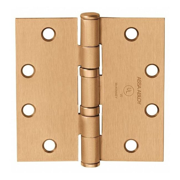 Butt Hinge, Steel, Flush Mounting, 1 11/16 in Leaf W x 4 in Leaf H, Satin Bronze