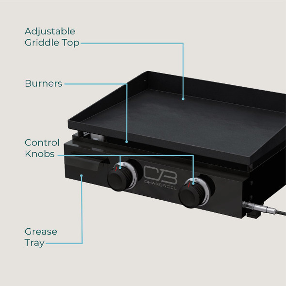 Char-Broil 22 In. Performance Series Portable Tabletop 2 Burner Propane Gas Griddle, Black