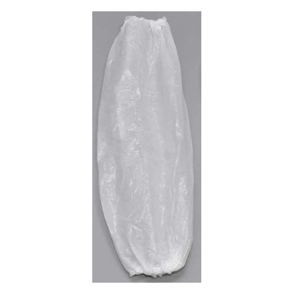 Disposable Sleeves, 18 in Length, 1 mil Thick, Heat Sealed Seam, White, 2000 PK
