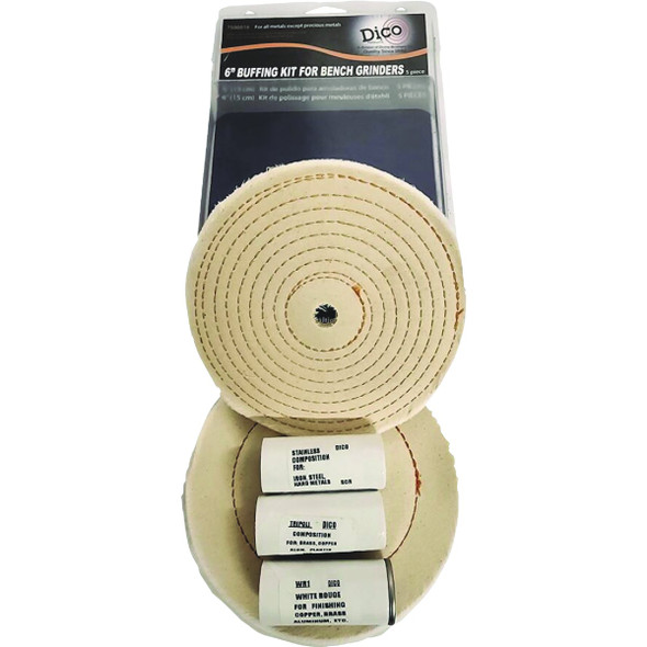 Dico 6 In. Buffing Kit with (2) Buffing Wheels & (3) Compounds 7500016