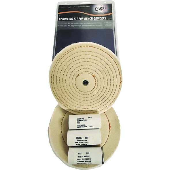 Dico 6 In. Buffing Kit with (2) Buffing Wheels & (3) Compounds 7500016