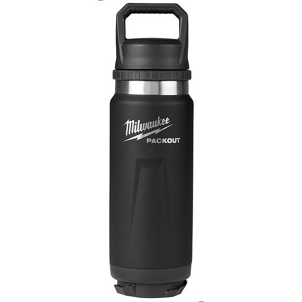 Milwaukee Tool Insulated Bottle,SS,24 oz CAP,Black 48-22-8396B