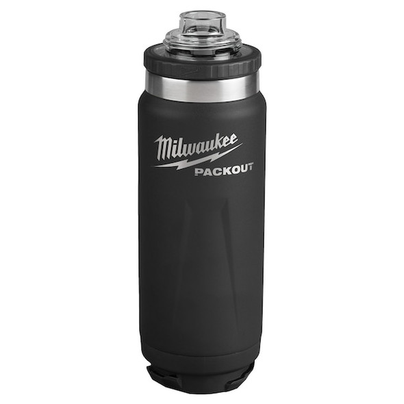 Milwaukee Tool Insulated Bottle,SS,24 oz CAP,Black 48-22-8396B