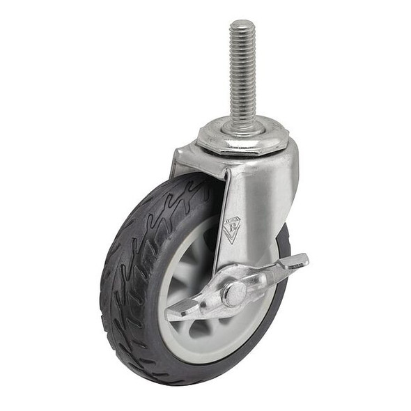 3" X 13/16" Rubber No-Matic Swivel Caster, Side Brake, Loads Up To 110 lb