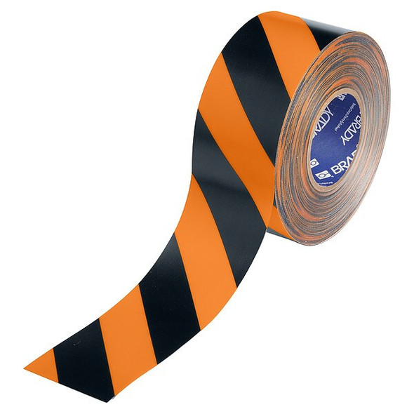 Brady Floor Marking Tape,Black/Orng,3"W,100ft 177029