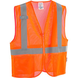 Global Industrial Class 2 Hi-Vis Safety Vest 2 Pockets Mesh Orange S/M