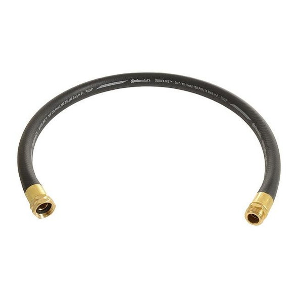 5/8 in ID x 12 ft L Garden Leader Hose, EPDM Tube, Black, Brass x Brass Fitting