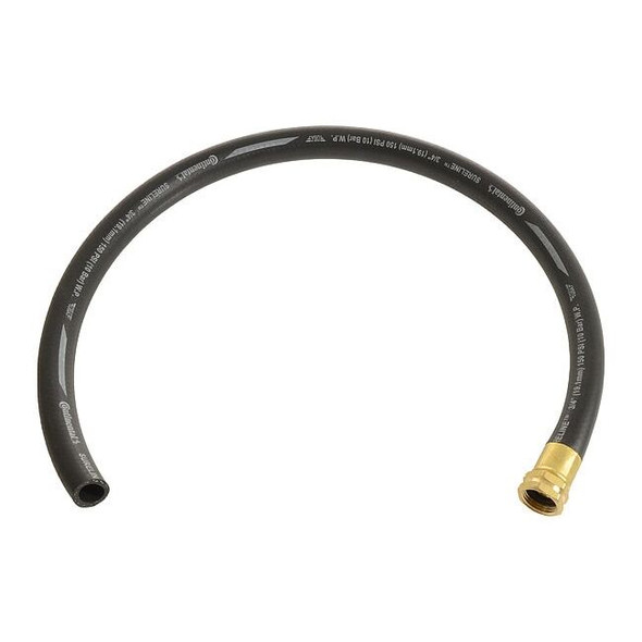 1/2 in ID x 3 ft L Service Sink Hose, EPDM Tube, Black, Brass Fitting