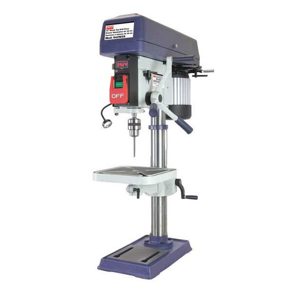 Bench Drill Press, Belt Drive, 1/2 hp, 120/240V AC V, 15 in Swing, 16 Speed