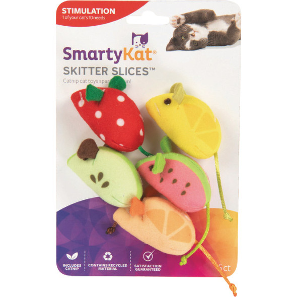 SmartyKat Skitter Slices Plush Catnip Mice Cat Toy (5-Pack) 32154-99997-024