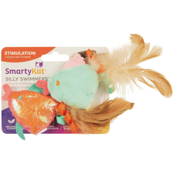 SmartyKat Silly Swimmers Plush Catnip Cat Toy (2-Pack) 32023-99997-024