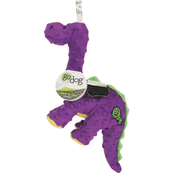 goDog Dinos Bruto Large Purple Squeaky Plush Dog Toy 70960-48997-024