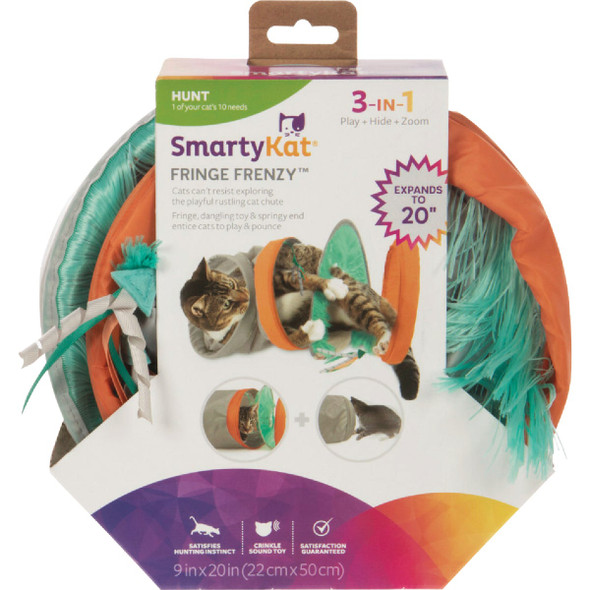 SmartyKat Fringe Frenzy Spring Tunnel Cat Toy 38508-94997-024