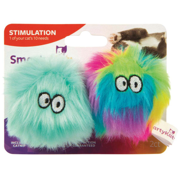 SmartyKat Fuzzy Friends Plush Catnip Ball Cat Toy (2-Pack) 09123-99997-024