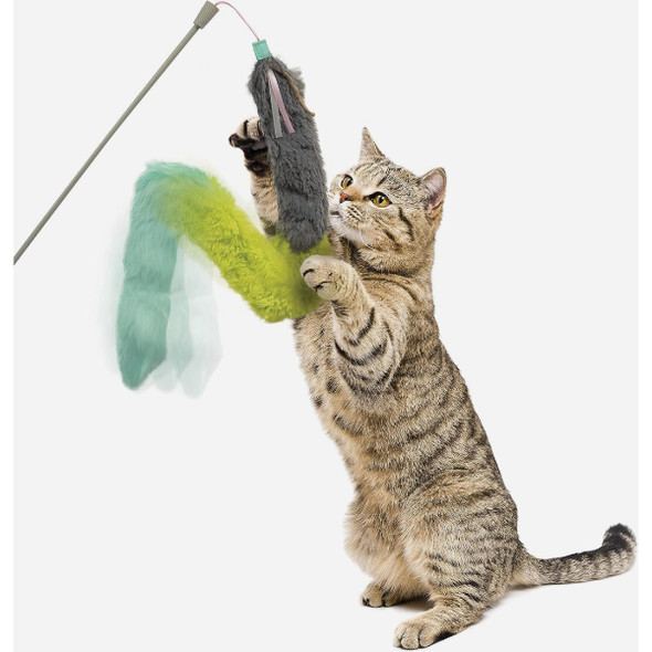 SmartyKat Crazy Catch 3-Part Breakaway Plush Catnip Wand Cat Toy