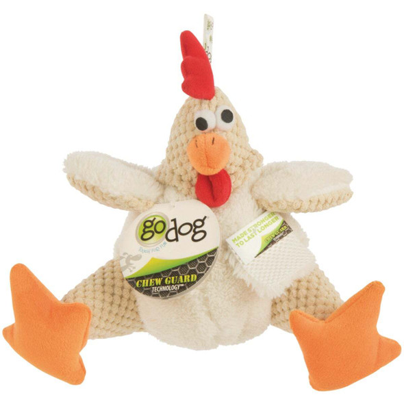 goDog Checkers Large White Fat Rooster Squeaky Plush Dog Toy 70882-48997-024