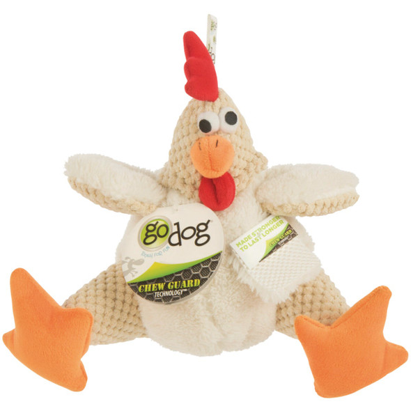 goDog Checkers Large White Fat Rooster Squeaky Plush Dog Toy 70882-48997-024