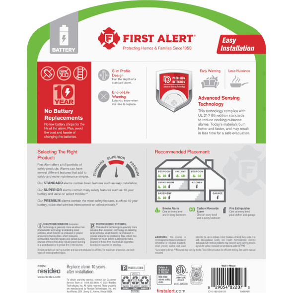 First Alert SMCO210 2-In-1 10-Year Battery Photoelectric Smoke & Carbon Monoxide Alarm