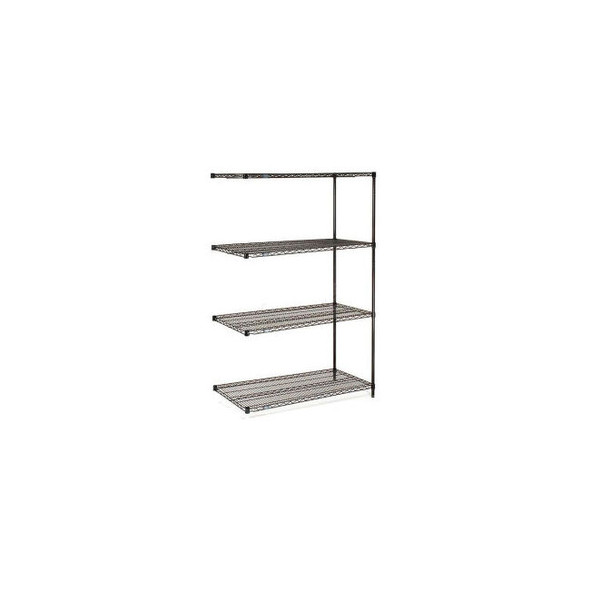 Nexel 4 Shelf Black Epoxy Wire Shelving Unit Add On 42""W x 21""D x 63""H