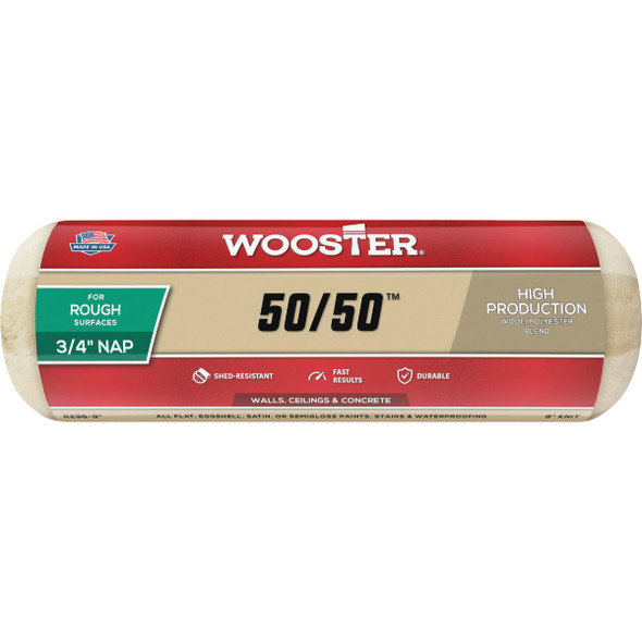Wooster 50/50 9 In. x 3/4 In. Knit Fabric Roller Cover R296-9 Wooster 50/50 9 In. x 3/4 In. Knit Fabric Roller Cover R296-9