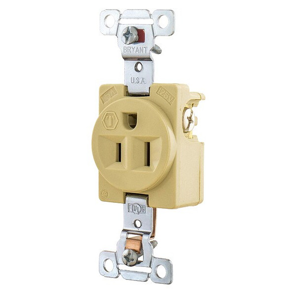 Bryant Receptacle,Single Outlet,15A,3 Wires 5261I Bryant Receptacle,Single Outlet,15A,3 Wires 5261I