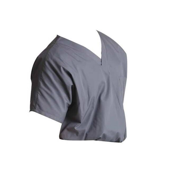 Scrub Shirt, Cotton/Polyester, Short Sleeve, 1 Pockets, V-Neck, Gray, Size 2XL
