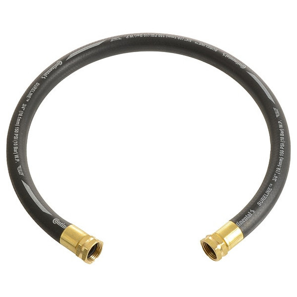 3/4 in ID x 3 ft L Garden Leader Hose, EPDM Tube, Black, Brass x Brass Fitting