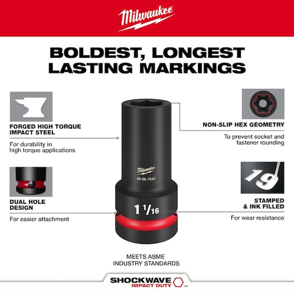 Milwaukee Tool Impact Socket Set,Impact Drive,7 Pieces 49-66-7840