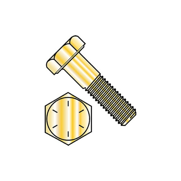 Grade 8, 1"-8 Hex Head Cap Screw, Zinc Yellow Steel, 8-1/2 in L, 18 PK