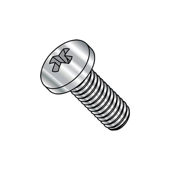 1/4"-20 x 1-3/4 in Phillips Pan Machine Screw, Plain Steel, 500 PK