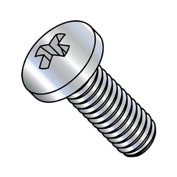 3/8"-16 x 1-1/2 in Phillips Pan Machine Screw, Zinc Plated Steel, 600 PK