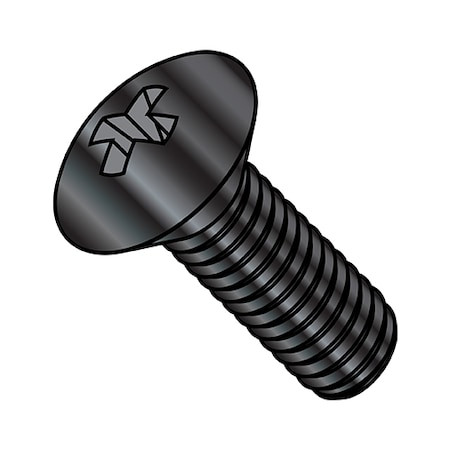 #10-24 x 1-1/4 in Phillips Oval Machine Screw, Black Oxide Steel, 4000 PK