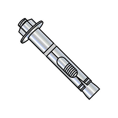 Sleeve Anchor, 5/8" Dia., 6" L, Steel Zinc Plated, 10 PK