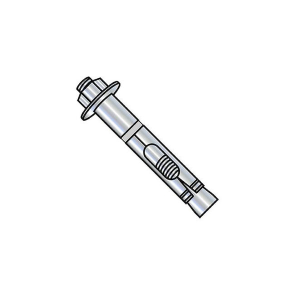 Sleeve Anchor, 1/2" Dia., 4" L, Steel Zinc Plated, 25 PK