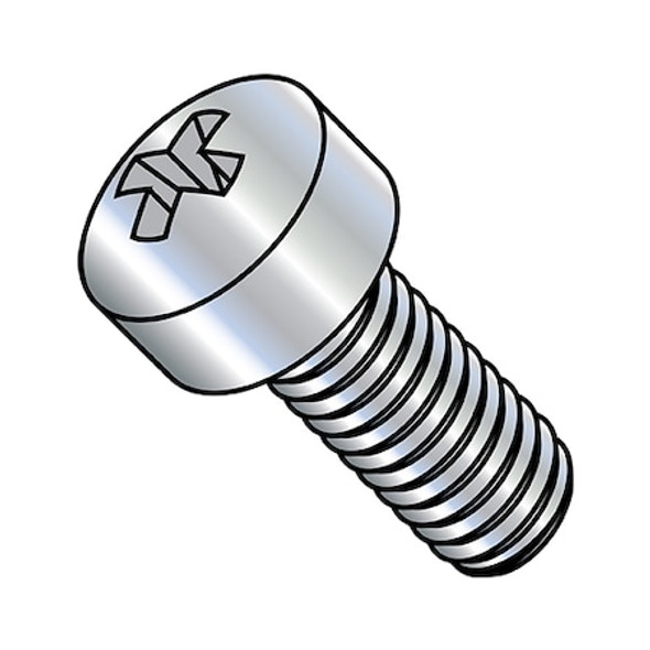 #10-32 x 5/16 in Phillips Fillister Machine Screw, Zinc Plated Steel, 8000 PK