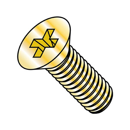 #10-24 x 1/2 in Phillips Flat Machine Screw, Zinc Yellow Steel, 10000 PK