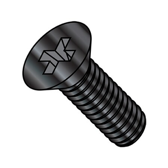 #10-32 x 3 in Phillips Flat Machine Screw, Black Oxide Stainless Steel, 1000 PK