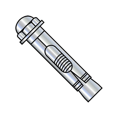 Sleeve Anchor, 1/4" Dia., 2-1/4" L, Steel Zinc Plated, 100 PK