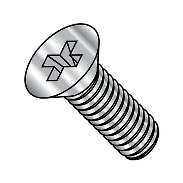 #0-80 x 5/32 in Phillips Flat Machine Screw, Plain Stainless Steel, 5000 PK