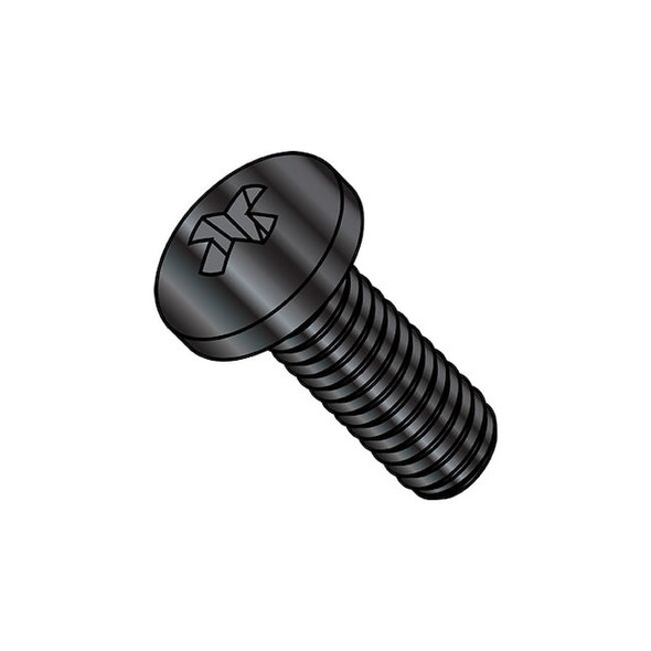#2-56 x 1/2 in Phillips Pan Machine Screw, Black Oxide Steel, 10000 PK