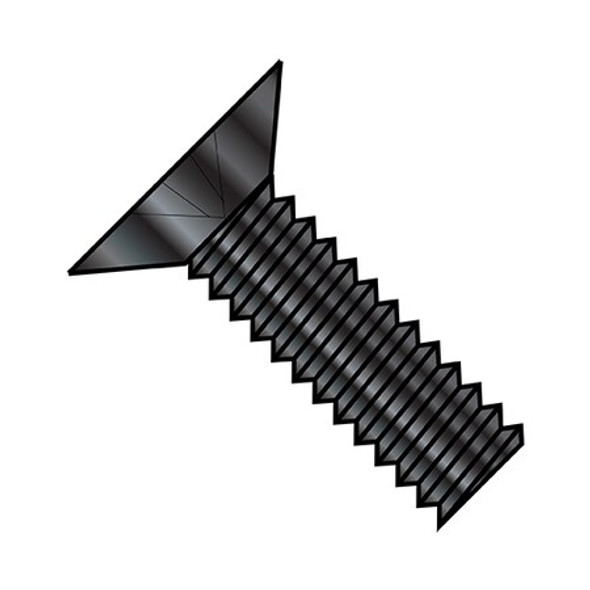 1/4"-20 x 1-1/2 in Phillips Flat Machine Screw, Black Oxide Steel, 2000 PK