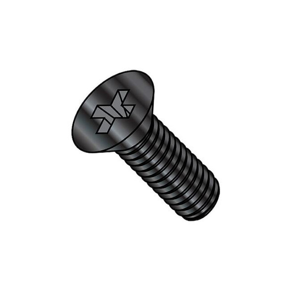 5/16"-18 x 1 in Phillips Flat Machine Screw, Black Oxide Steel, 1500 PK