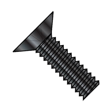 #6-32 x 1/2 in Phillips Flat Machine Screw, Black Oxide Steel, 10000 PK